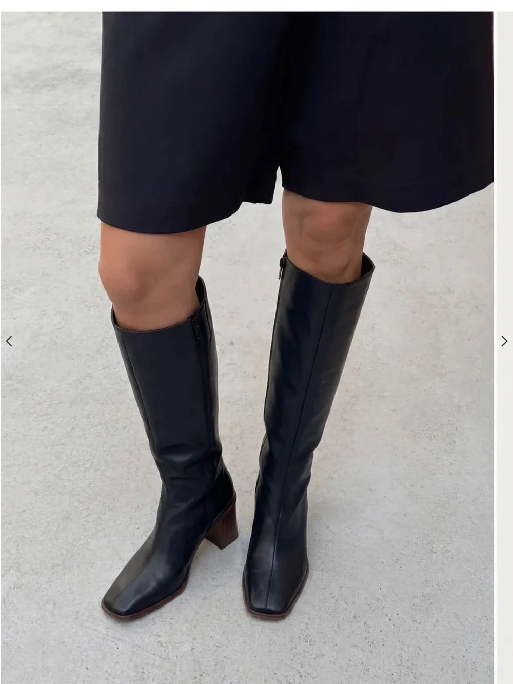 ALOHAS Black Over-the-Knee Leather Boots with Block Heel